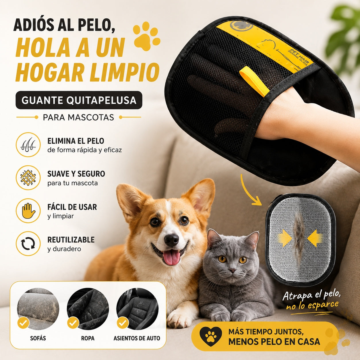 Guante quitapelos para perros y gatos, marca True Touch